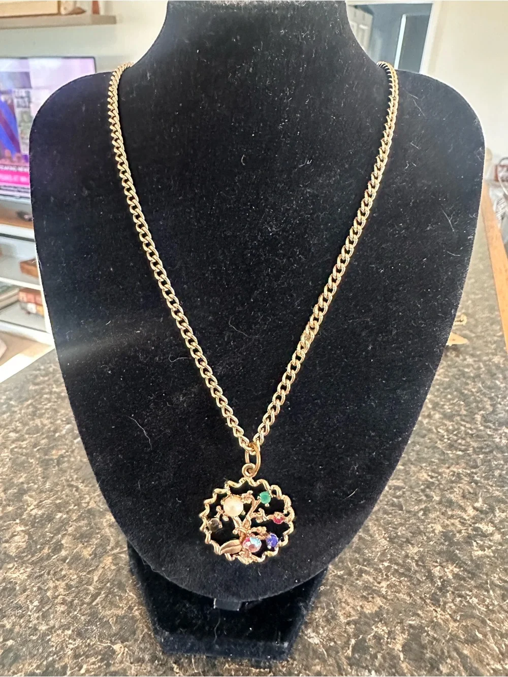 Gold Multi-Stone Floral Pendant Necklace - Women